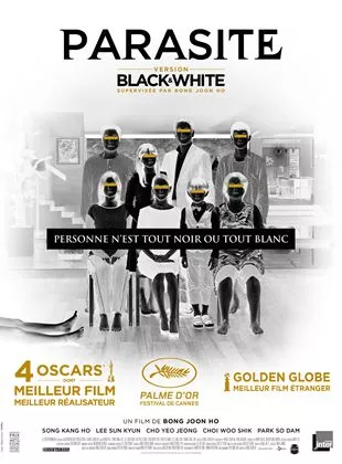 Affiche du film Parasite - Version noir et blanc